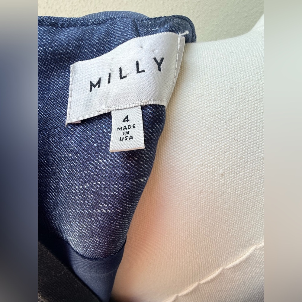 Milly stunning Coco sleeveless sheath dress fabric mimics denim Pockets like new - Picture 7 of 9